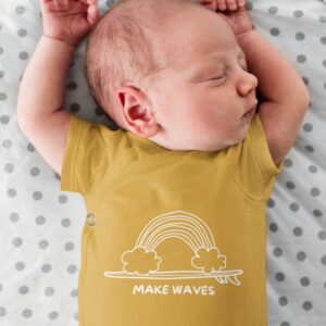 Surf Baby Bodysuit with Rainbow Beach Design