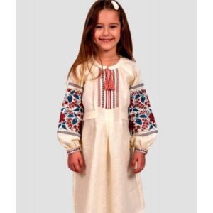 Ukrainian Linen Embroidered Dress for Girls
