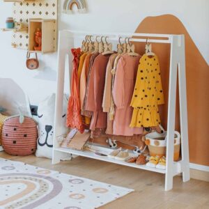 Wooden A-Frame Clothing Rack for Kids Bedroom
