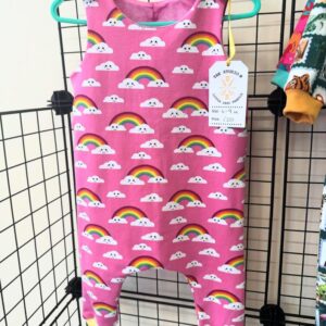 Handmade Pink Rainbow Clouds Baby Romper