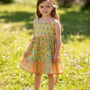 Hand Block Print Cotton Birthday Dress for Girls